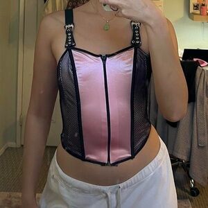 Pink and black corset top